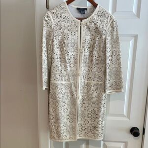 White Lace Button-Up Dress